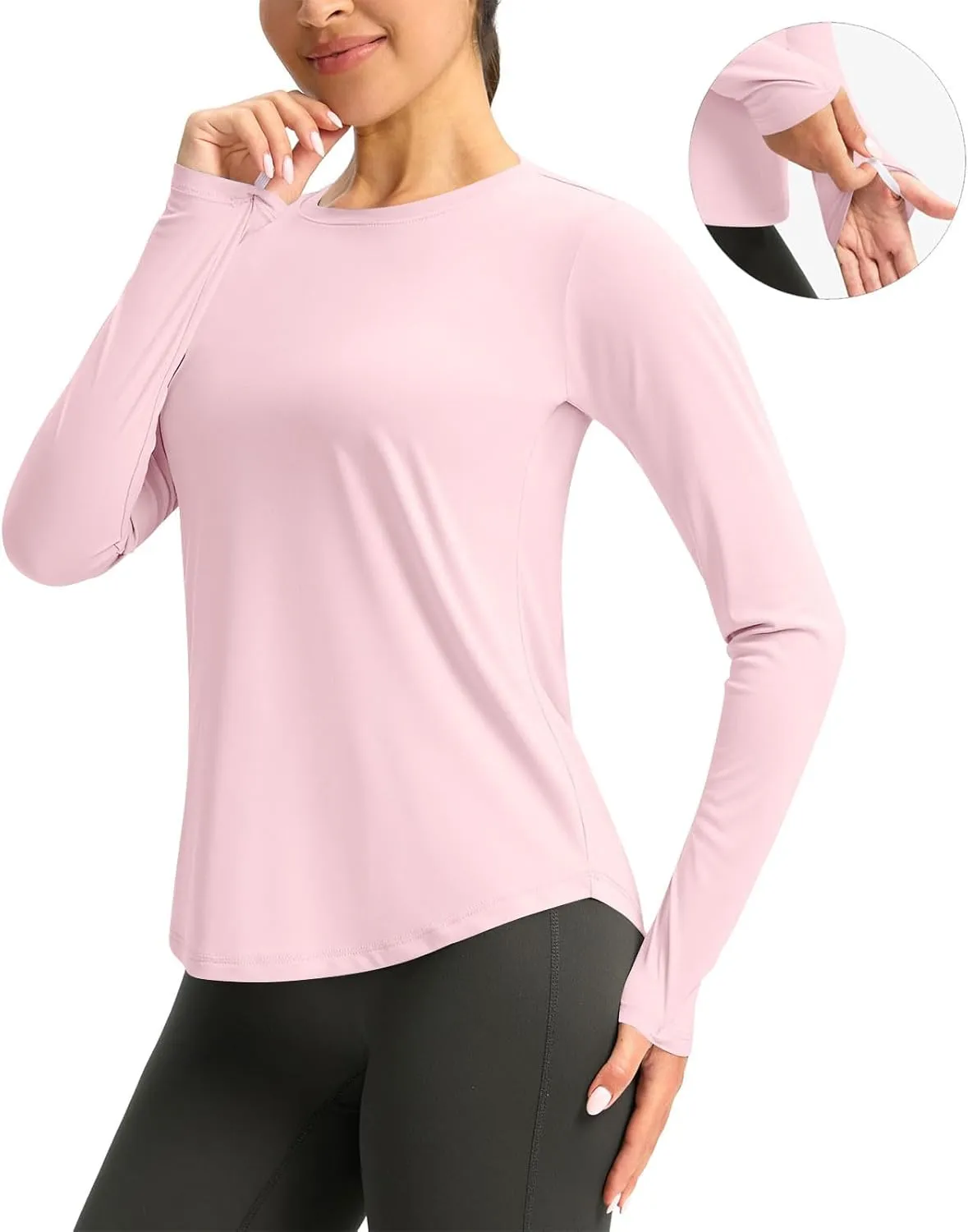 Rash Guard for Women UPF 50  SPF UV Protection Workout Tops with Thumb Hole Long Sleeve Lightweight Hiking Swim Shirts