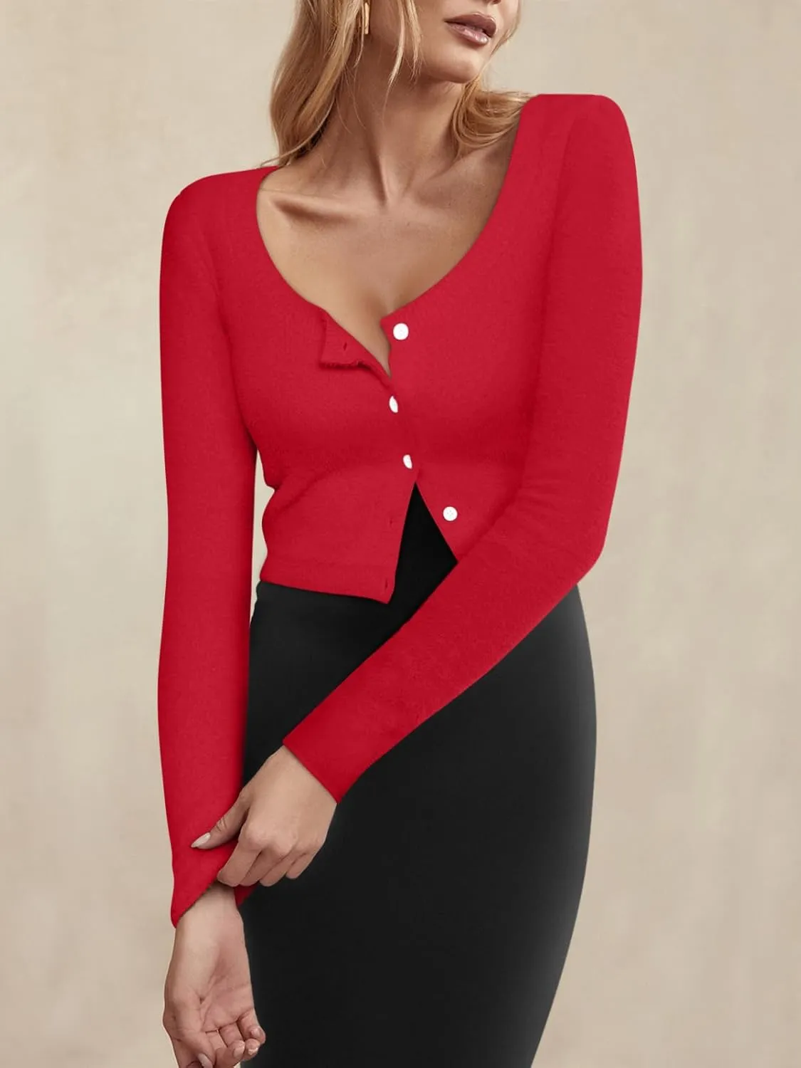 REORIA Cropped Cardigan Sweaters for Women Lightweight Crop Y2k Fall Outfits Fashion Clothes 2024