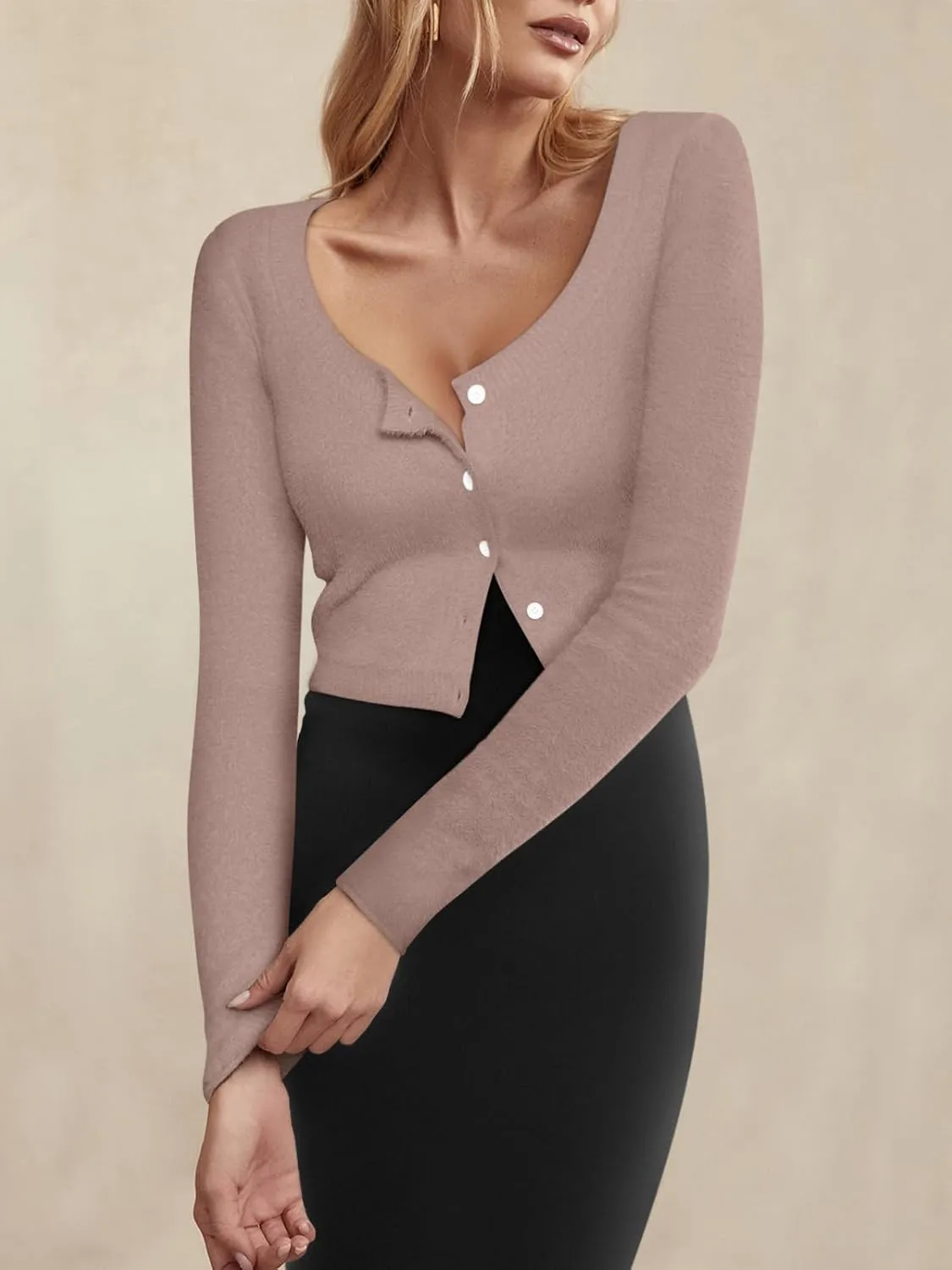 REORIA Cropped Cardigan Sweaters for Women Lightweight Crop Y2k Fall Outfits Fashion Clothes 2024