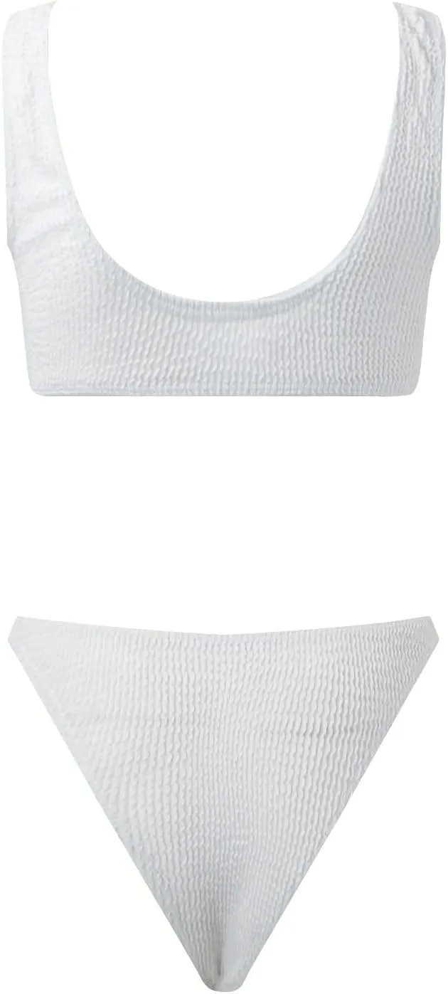 Ribbed Cut Out One Piece Swimsuits for Women Sexy High Cut Ring Linked Bathing Suits Scoop Neck Racerback Swimwear