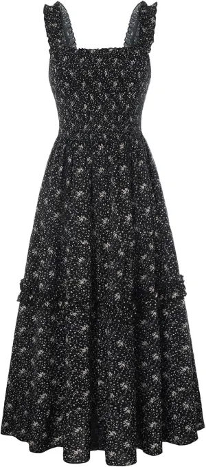 Scarlet Darkness Cottagecore Dresses for Women 2025 Smocked Floral Dress Flowy Sundress