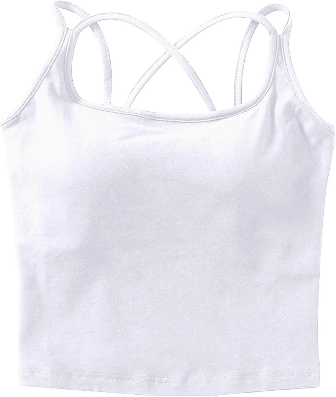 Seamless Padded Sports Bra Women Criss Cross Back Longline Modal Crop Tank Tops with Built in Bras Gym Yoga Outfits