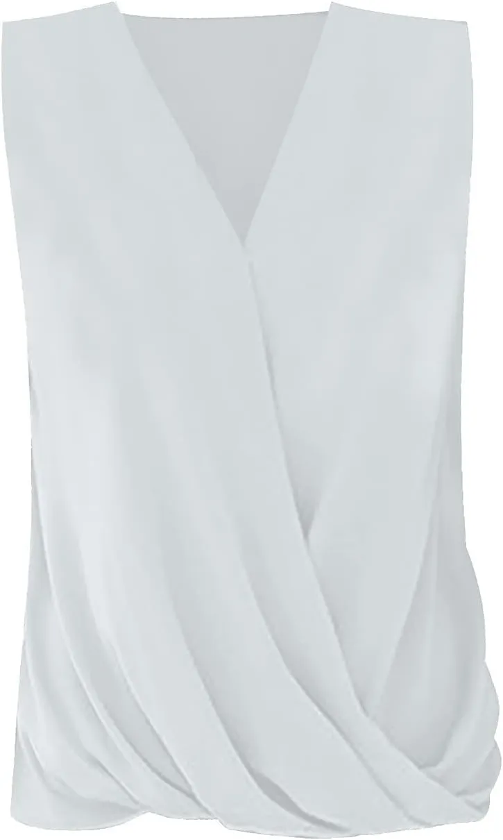 SHAOBGE Womens Tank Tops Summer Wrap V Neck Sleeveless/Short Sleeve Blouse Trendy Pleated Tanks Vest Elegant Tunic Tee Shirt