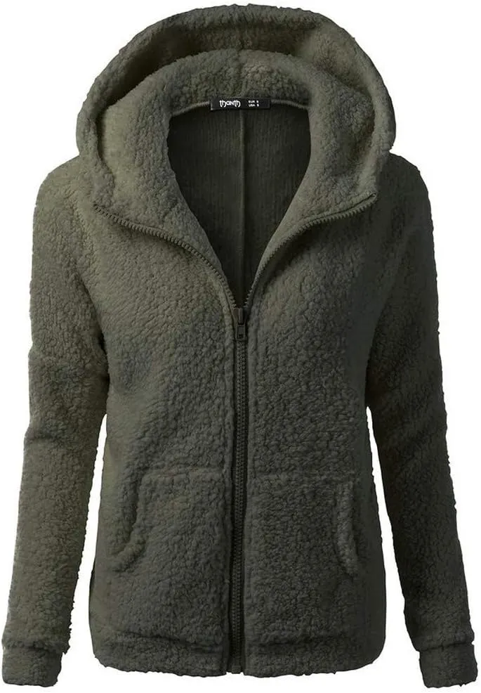 Sherpa Jacket Women 2024 Plus Size Fuzzy Fleece Fall Winter Coats Comfy Warm Zip Up Hoodies Cute Outwear with Pockets