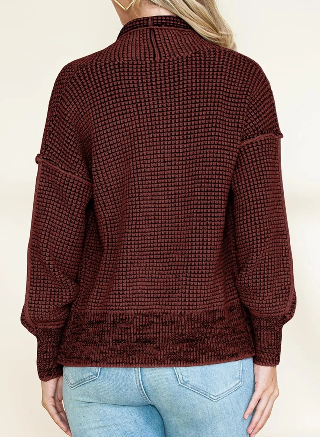 Sidefeel Womens Plaid Short Cardigan Oversized Chunky Long Sleeve Knit Open Front Cardigan Sweaters with Pockets
