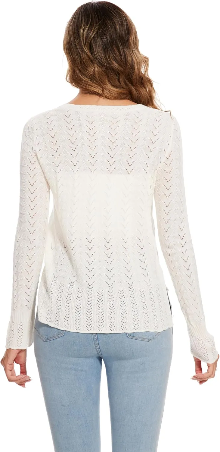 Sixstar Women's Casual Dreesy Cardigan Crew Neck Button Down Long Sleeve Soft Sweaters
