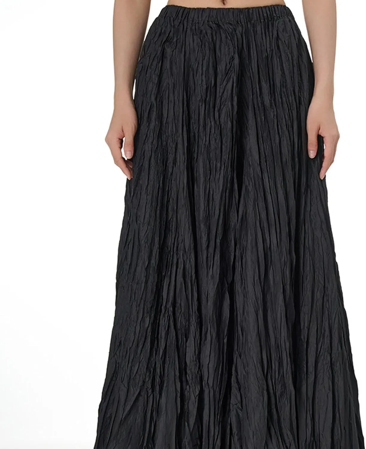 Skirts for Women Trendy Summer Pleated Wrinkle Boho Elastic High Waist Flowy Swing Maxi Long Skirt Holiday Outfit