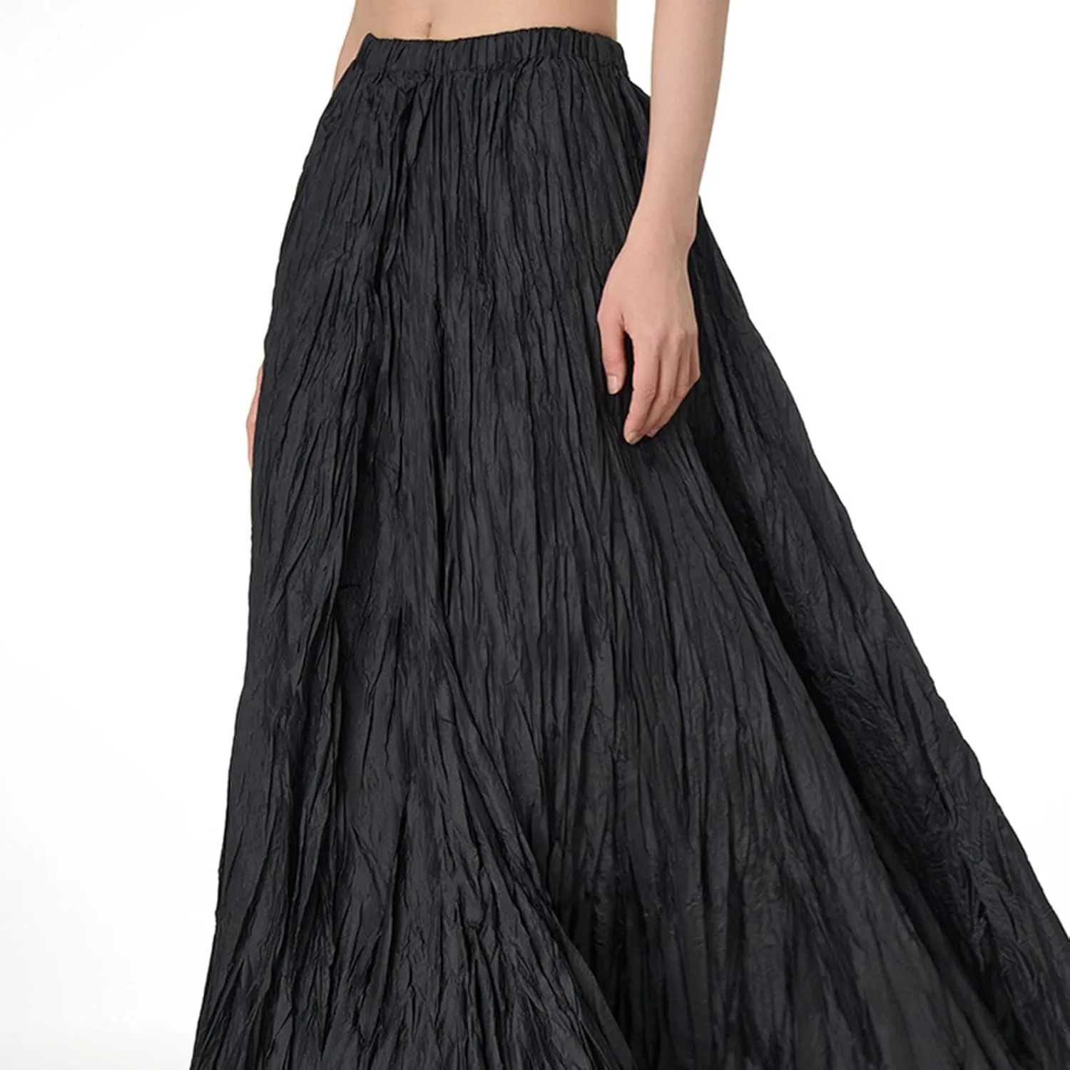 Skirts for Women Trendy Summer Pleated Wrinkle Boho Elastic High Waist Flowy Swing Maxi Long Skirt Holiday Outfit