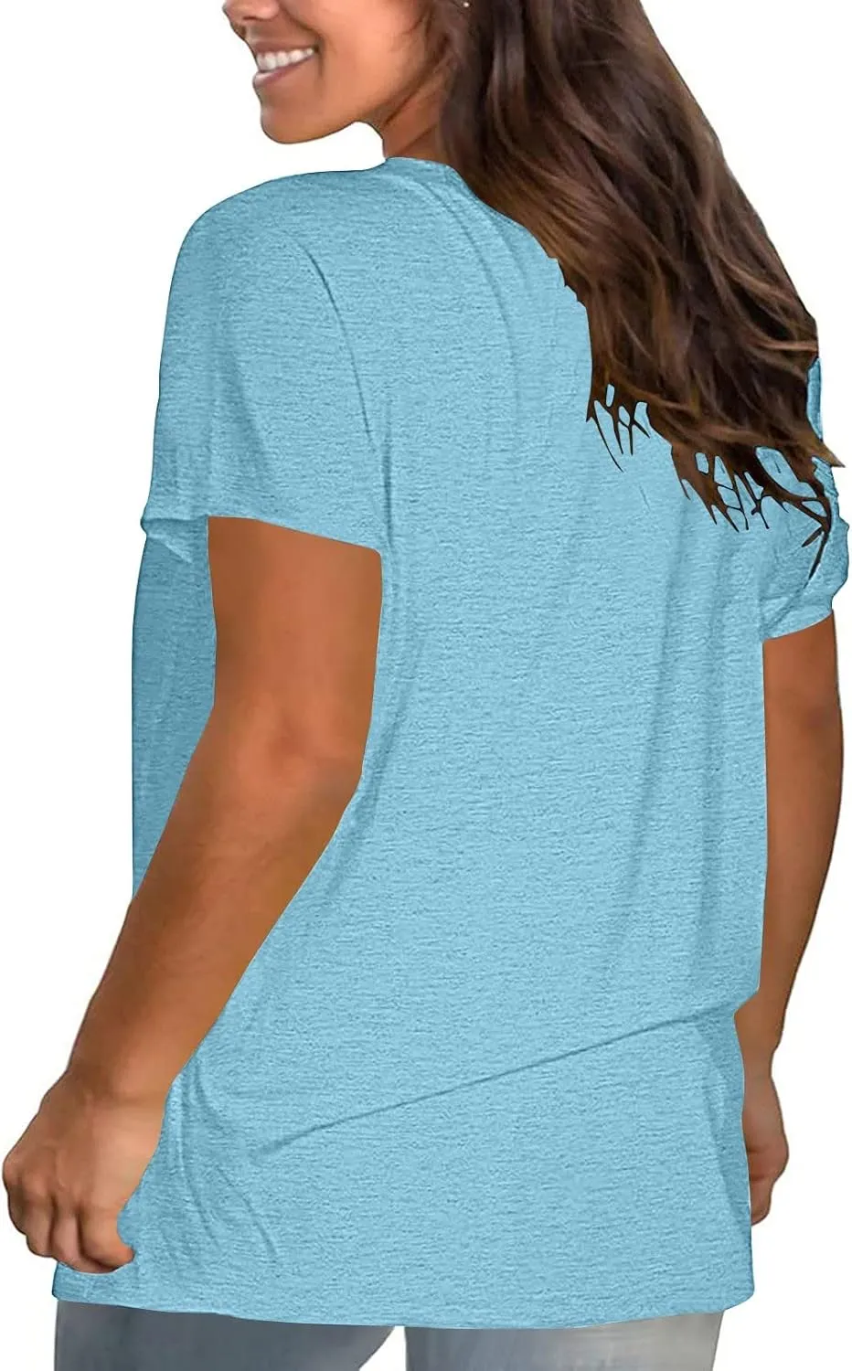 SMIDOW Plus Size Tops for Women Summer 2023 Casual Loose Short Sleeve Solid t-Shirt Dressy Blouse Trendy