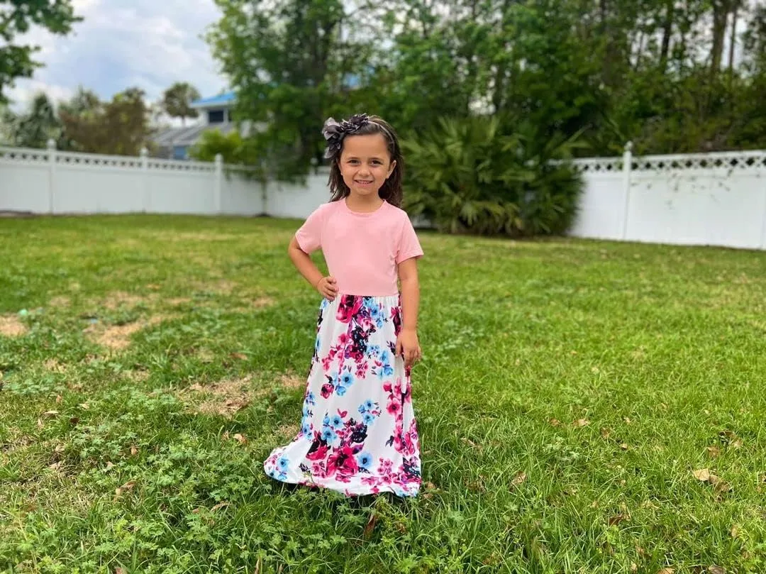 storeofbaby Girls Casual Maxi Floral Dress Long Sleeve Holiday Dresses with Pockets
