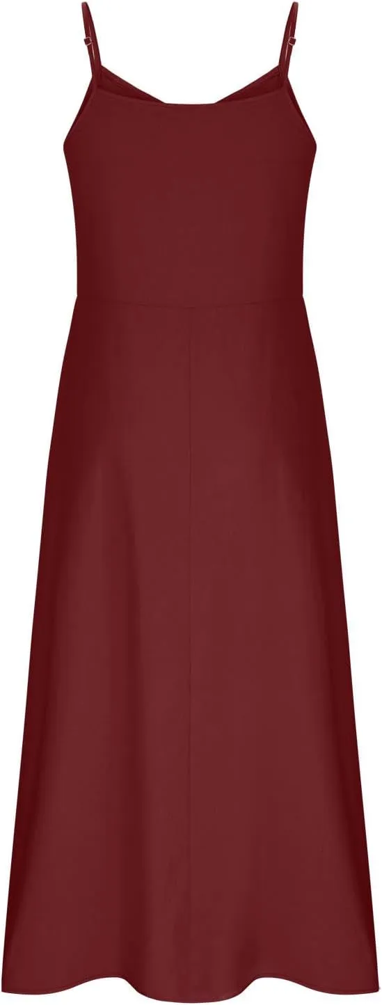 Summer Dresses for Women 2025 Spring Plus Size Linen Maxi Dress Sleeveless Crewneck Sundress Outfits Clothes