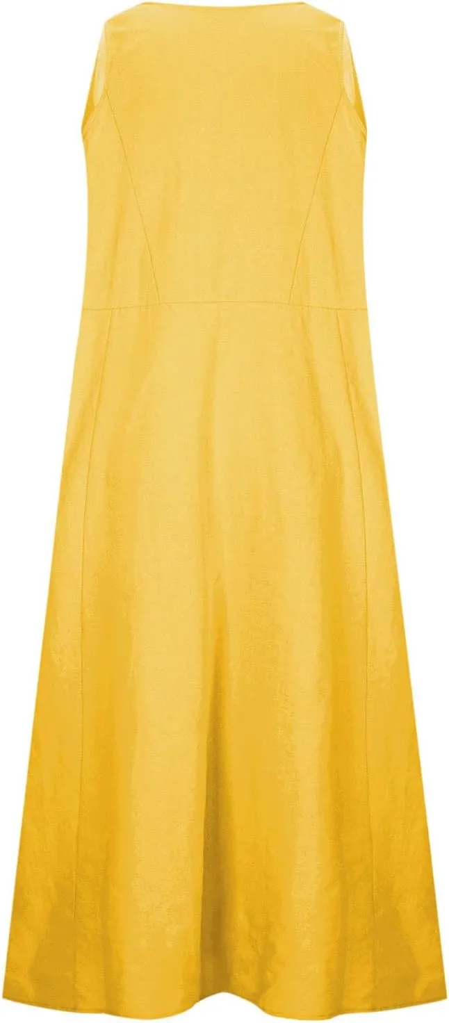Summer Dresses for Women 2025 Spring Plus Size Linen Maxi Dress Sleeveless Crewneck Sundress Outfits Clothes