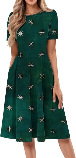 Summer Dresses for Women 2025 Trendy Casual Loose Summer Short Sleeve Beach Dress with Pockets Floral Short Sleeve