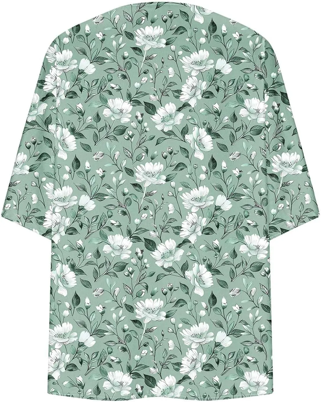 Summer Lightweight Cardigan Rash Guard for Women 3/4 Sleeve Chiffon Kimono Shrug Beach Cover Ups Floral Beach Coverup