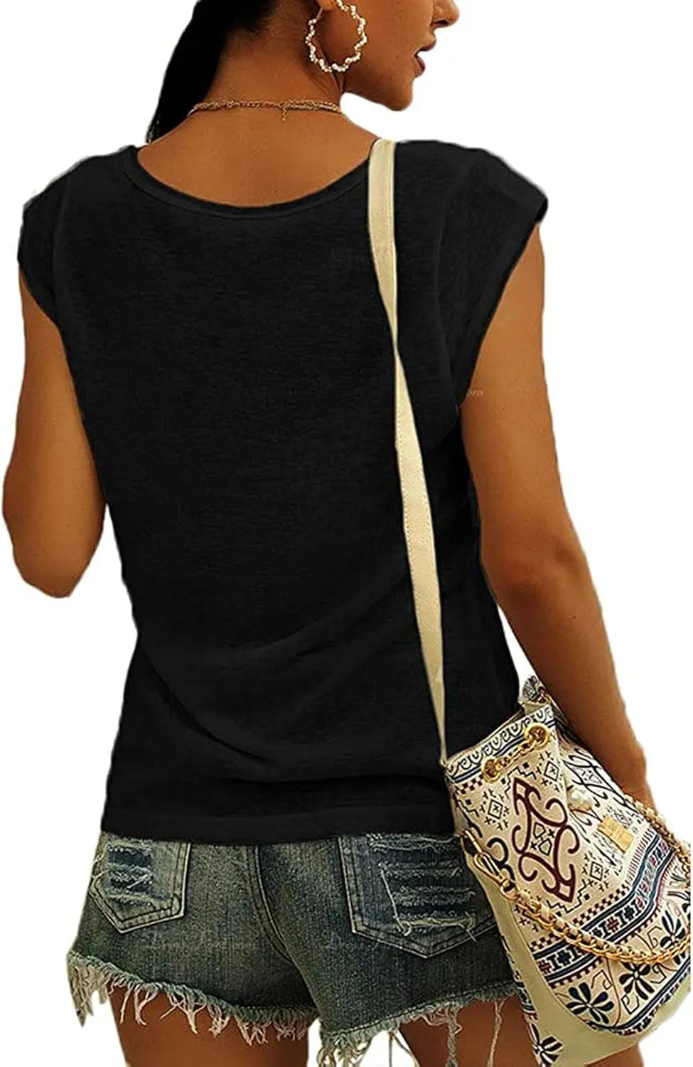 Summer Tops for Women 2023 Trendy Womens' Cap Sleeve Casual Loose Fit Basic Shirts Tank Tops