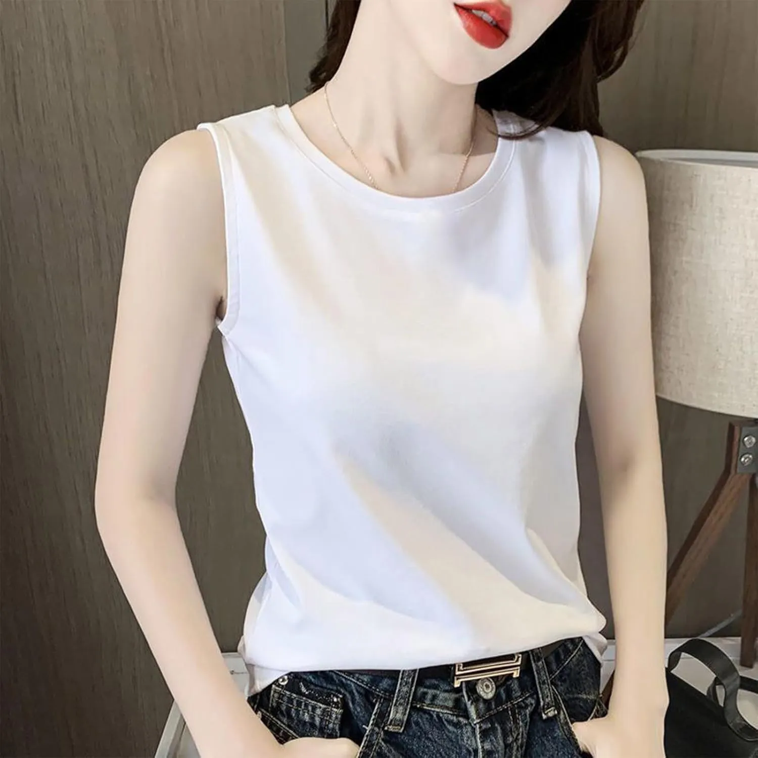 Tank Top for Women Casual Comfy Ultra Soft Sleeveless T-Shirt Classic Fit Layering Undershirt