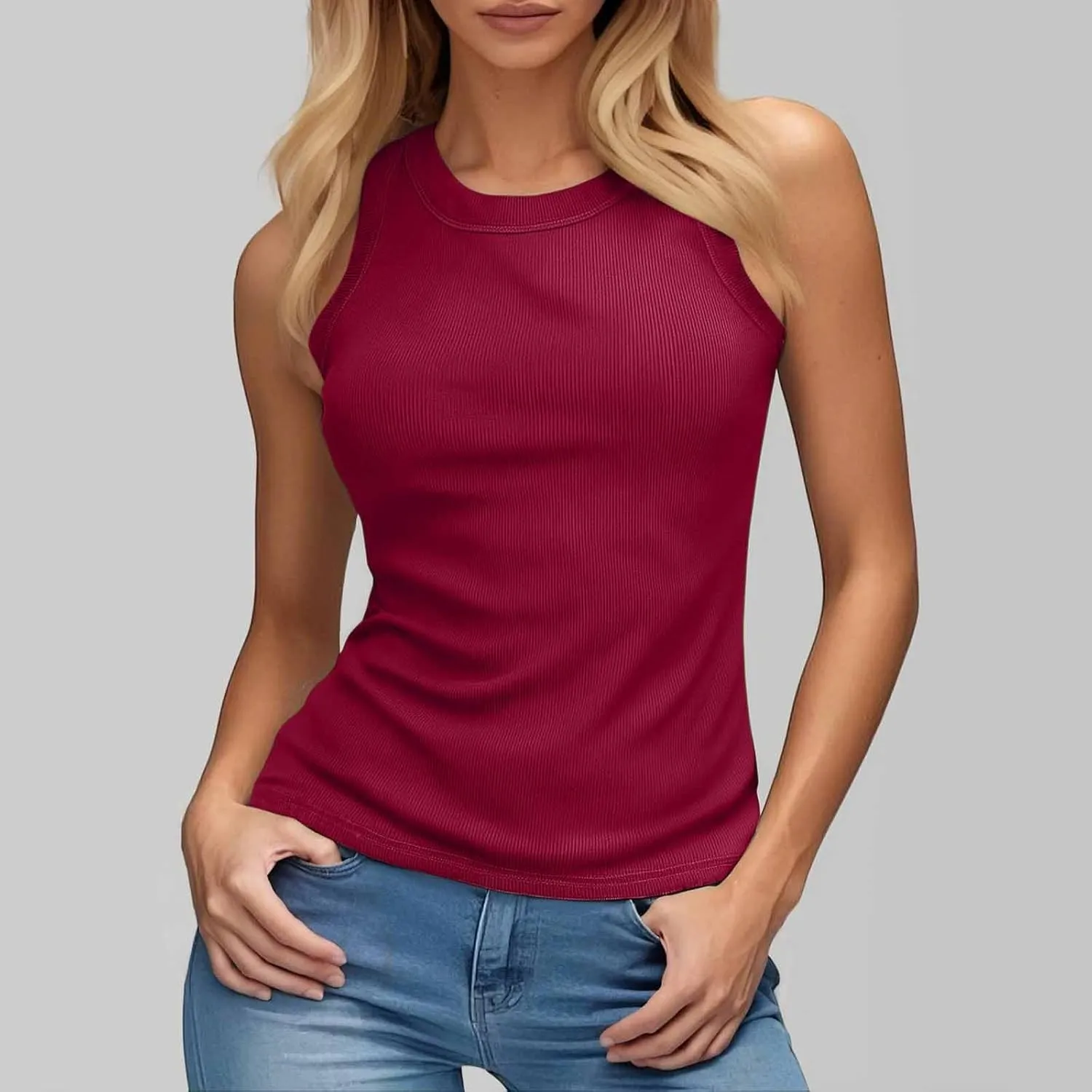 Tank Top with Built in Bra for Women Quick Dry Sleeveless Crew Neck Yoga Shirts Slim Basic Layer Padded Bra Tank Top