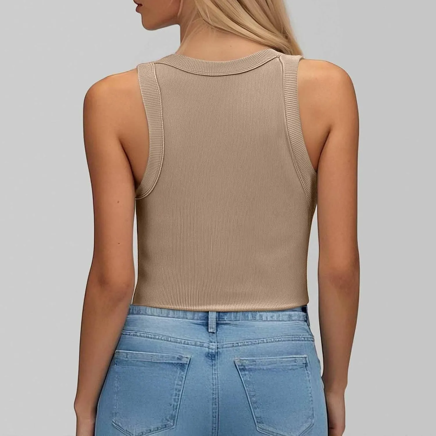 Tank Top with Built in Bra for Women Quick Dry Sleeveless Crew Neck Yoga Shirts Slim Basic Layer Padded Bra Tank Top