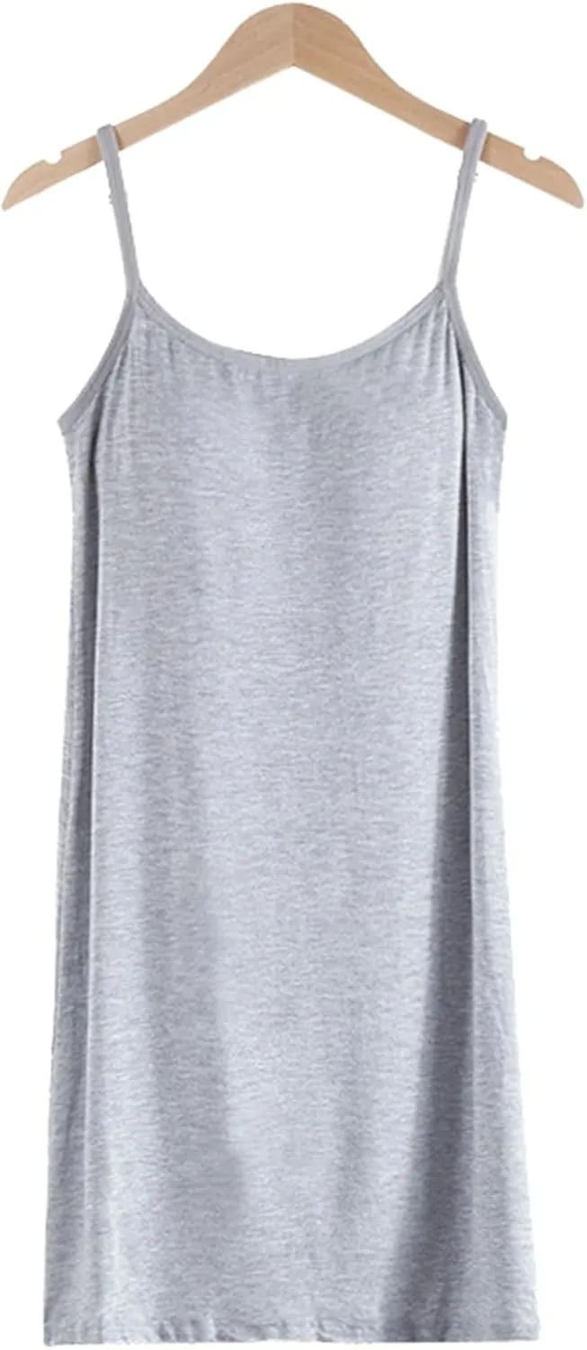 Tank Top with Built in Bra for Women Spaghetti Strap Quick Dry Flowy Hem Yoga Shirts Basic Layer Padded Bra Tank Top