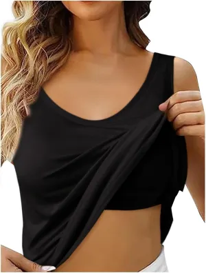 Tank Top with Built in Bra for Women Sports Yoga Quick Dry Solid Camisoles Shirts Basic Layer Padded Bra Tank Top