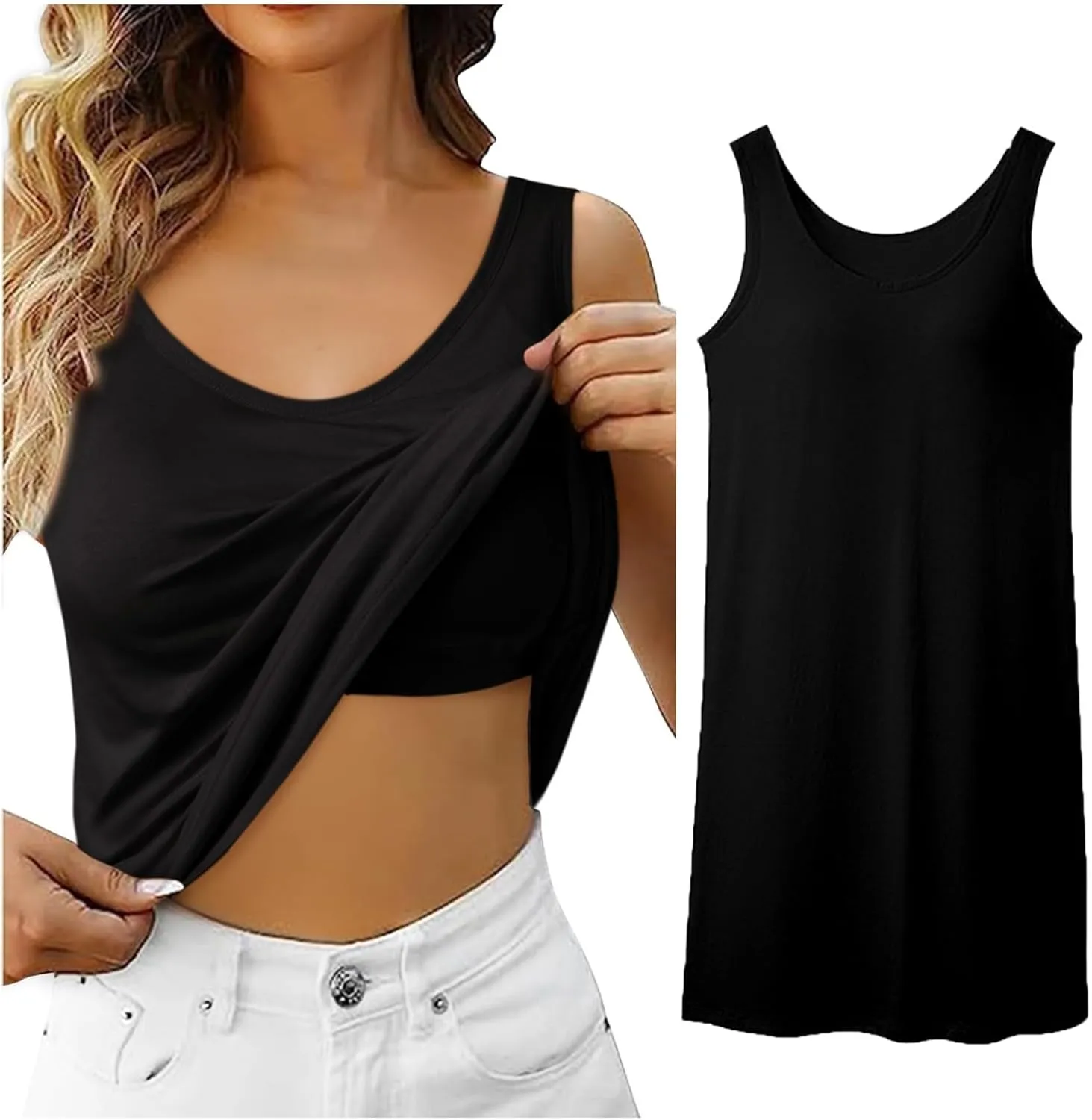 Tank Top with Built in Bra for Women Sports Yoga Quick Dry Solid Camisoles Shirts Basic Layer Padded Bra Tank Top