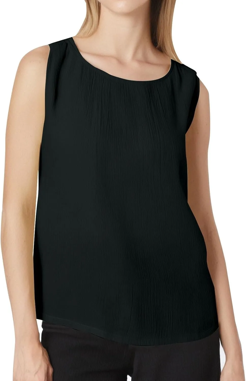 Tank Tops for Women Round Neck Sleeveless Casual T-Shirt Summer Loose Fit Solid Color Yoga Tanks