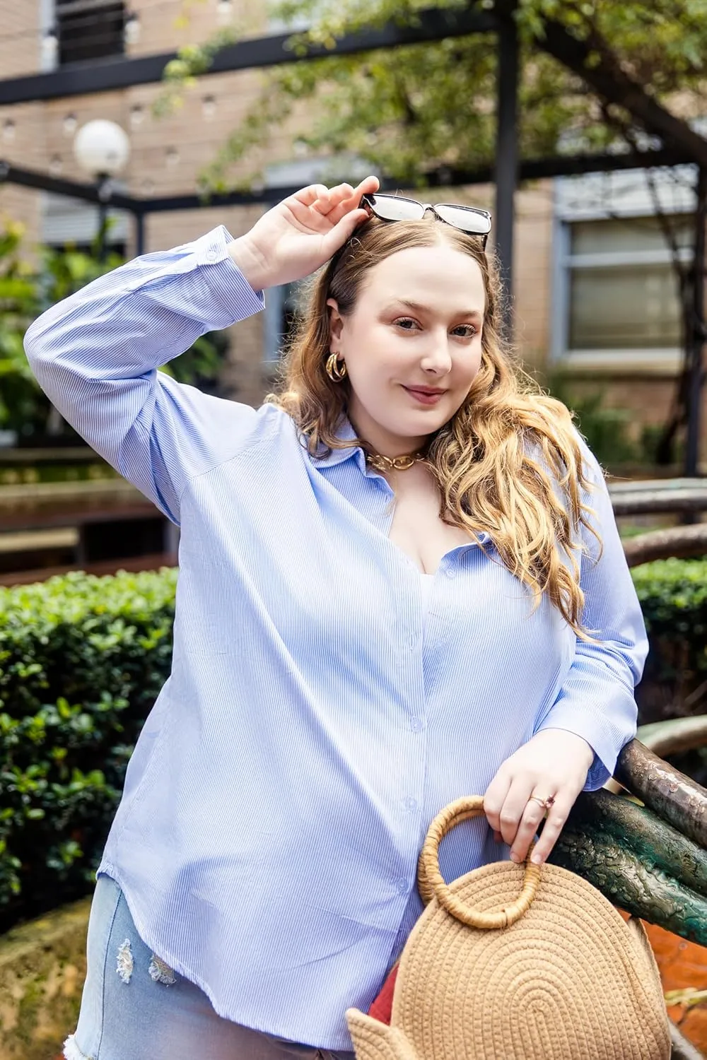 TIYOMI Plus Size Button Down Shirts for Women Long Sleeve Tops Collared Shirt Summer Spring Blouses XL-5XL