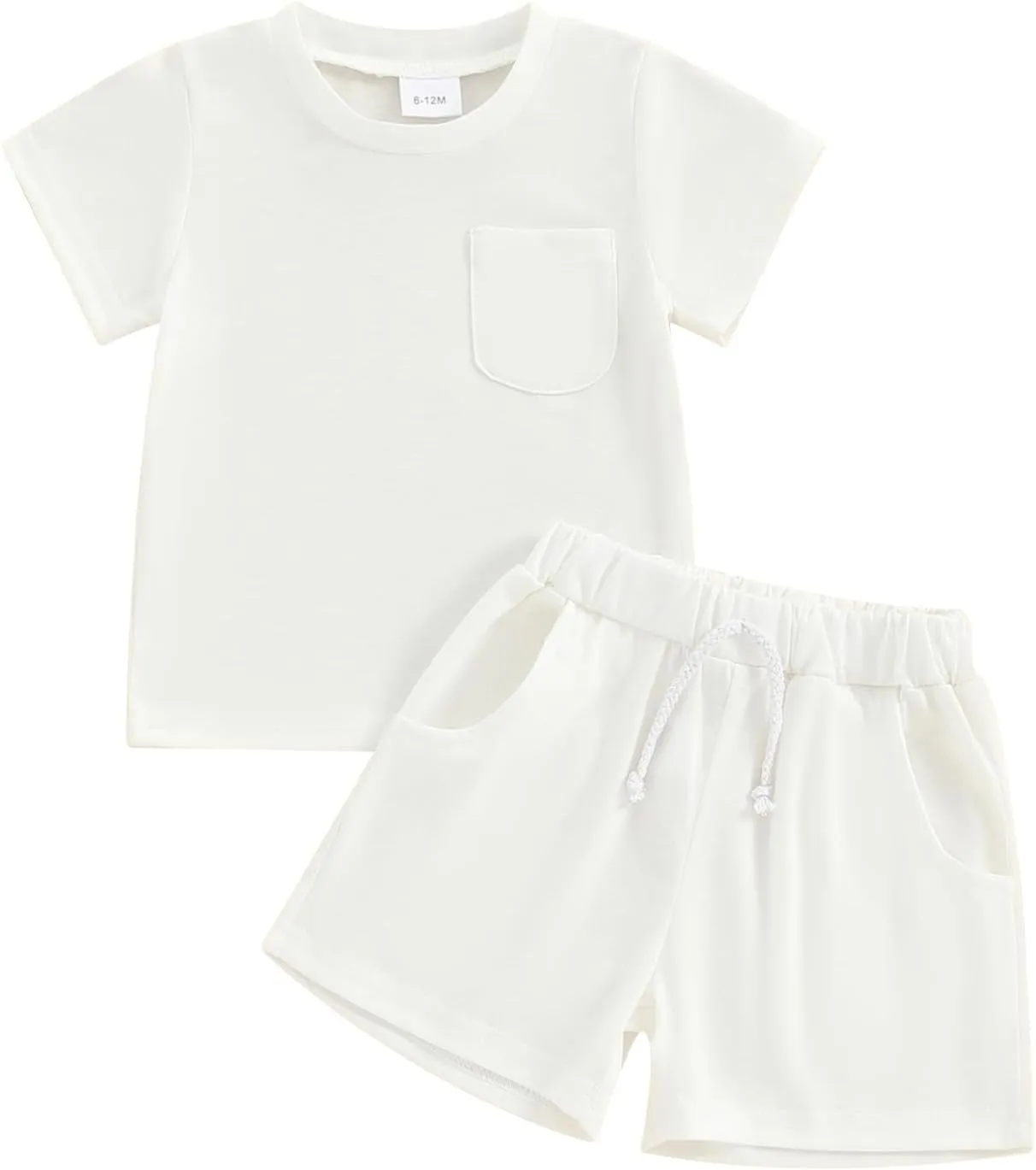 Toddler Baby Boy Girl Summer Outfits Cotton Short Sleeve Solid T-shirt Top Casual Shorts Neutral Spring Clothes