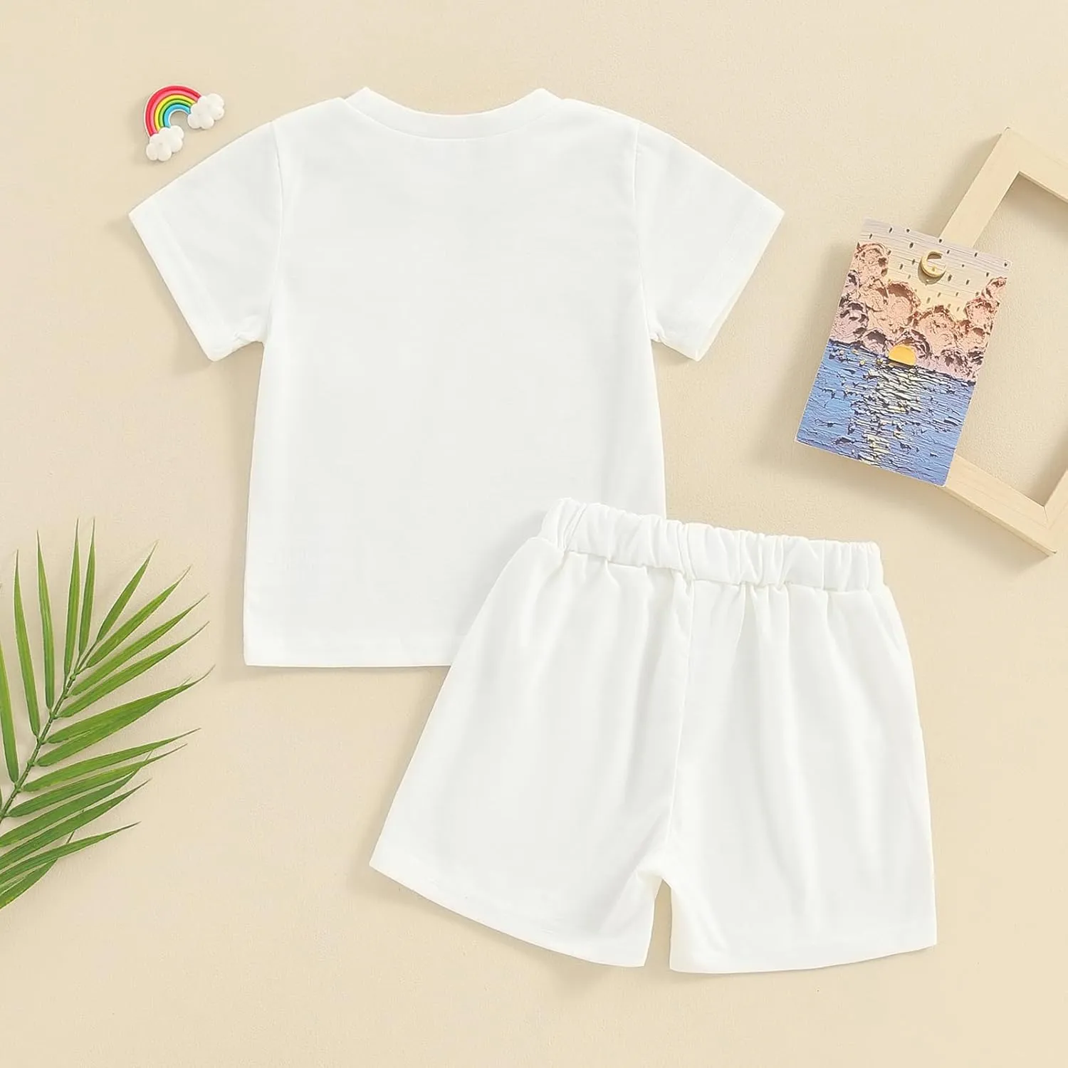 Toddler Baby Boy Girl Summer Outfits Cotton Short Sleeve Solid T-shirt Top Casual Shorts Neutral Spring Clothes