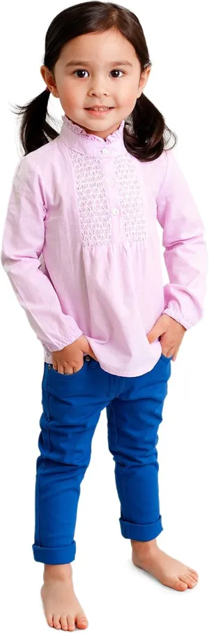 Toddler Girls' Pink Smocked Bodice Blouse Top - 100% Cotton
