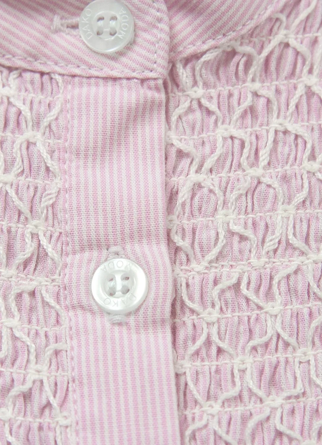 Toddler Girls' Pink Smocked Bodice Blouse Top - 100% Cotton