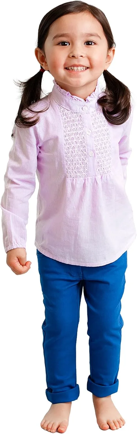 Toddler Girls' Pink Smocked Bodice Blouse Top - 100% Cotton