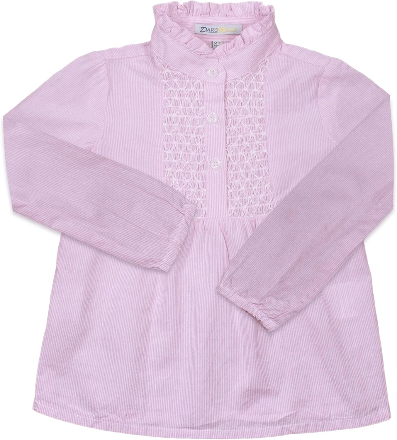 Toddler Girls' Pink Smocked Bodice Blouse Top - 100% Cotton