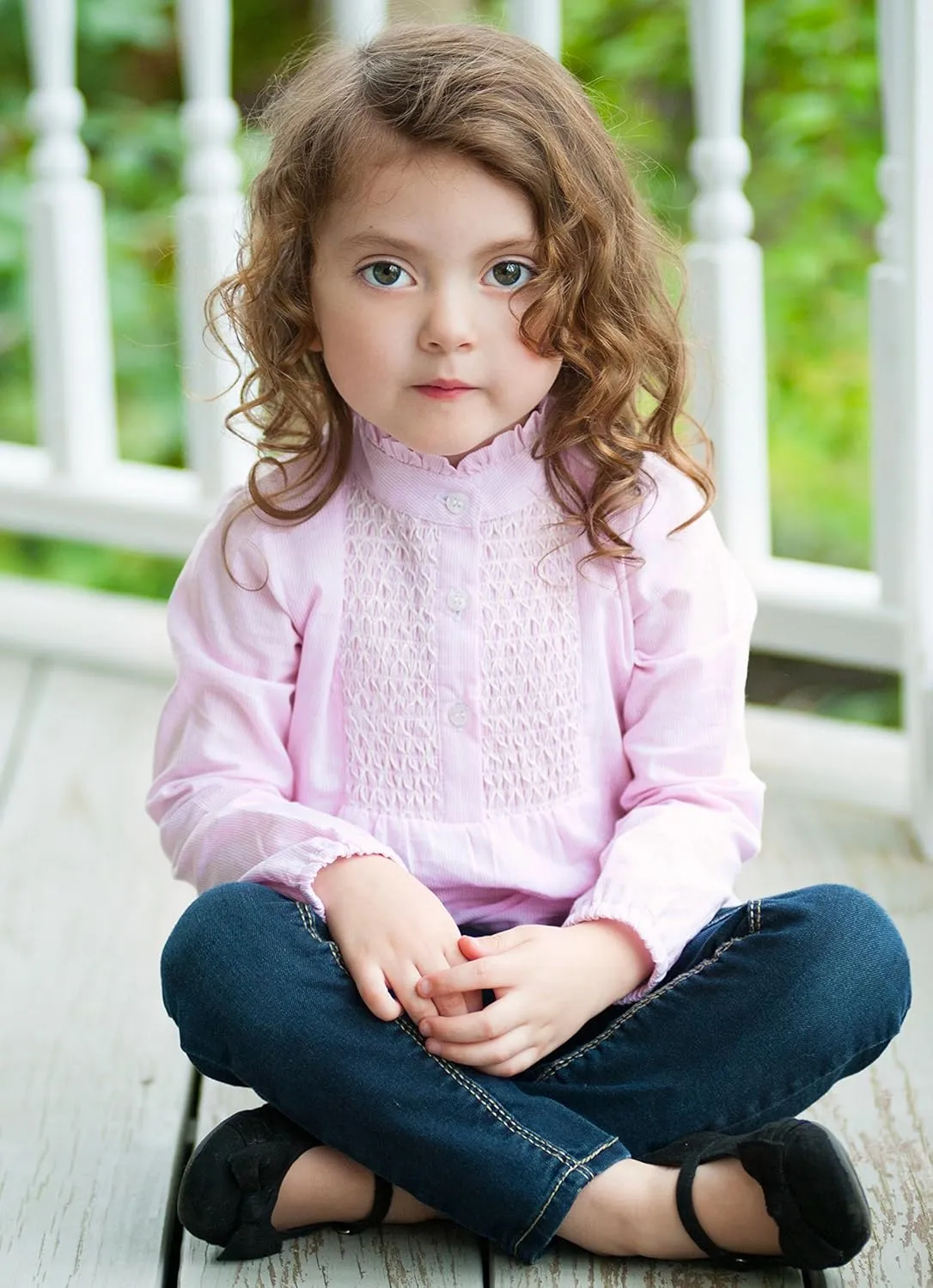 Toddler Girls' Pink Smocked Bodice Blouse Top - 100% Cotton
