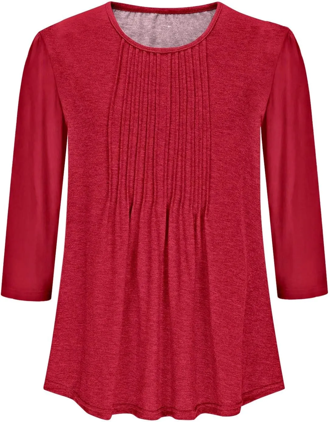 Tops for Women Trendy Short Sleeves Pleated Crewneck Tunic Blouses Solid Gradient Graphic Tees Summer Shirts
