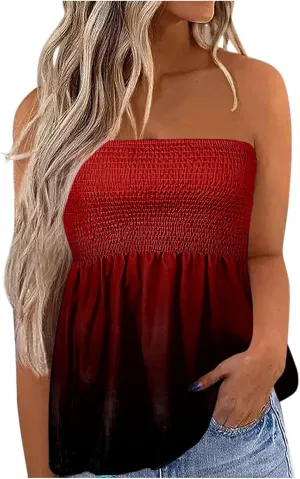 Tube Tops for Women Backless Sexy Tube Tops Strapless Tank Tops 4Th of July Shirts Summer Vacation Beach Tops