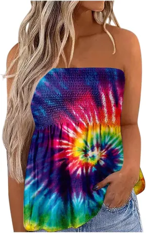 Tube Tops for Women Backless Sexy Tube Tops Strapless Tank Tops 4Th of July Shirts Summer Vacation Beach Tops