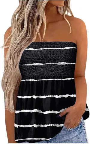 Tube Tops for Women Backless Sexy Tube Tops Strapless Tank Tops 4Th of July Shirts Summer Vacation Beach Tops