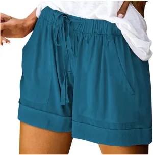 TUNUSKAT Shorts for Women 2024 Elastic High Waist Casual Summer Plus Size Beach Short Pants with Pockets Comfy Lounge Outfits