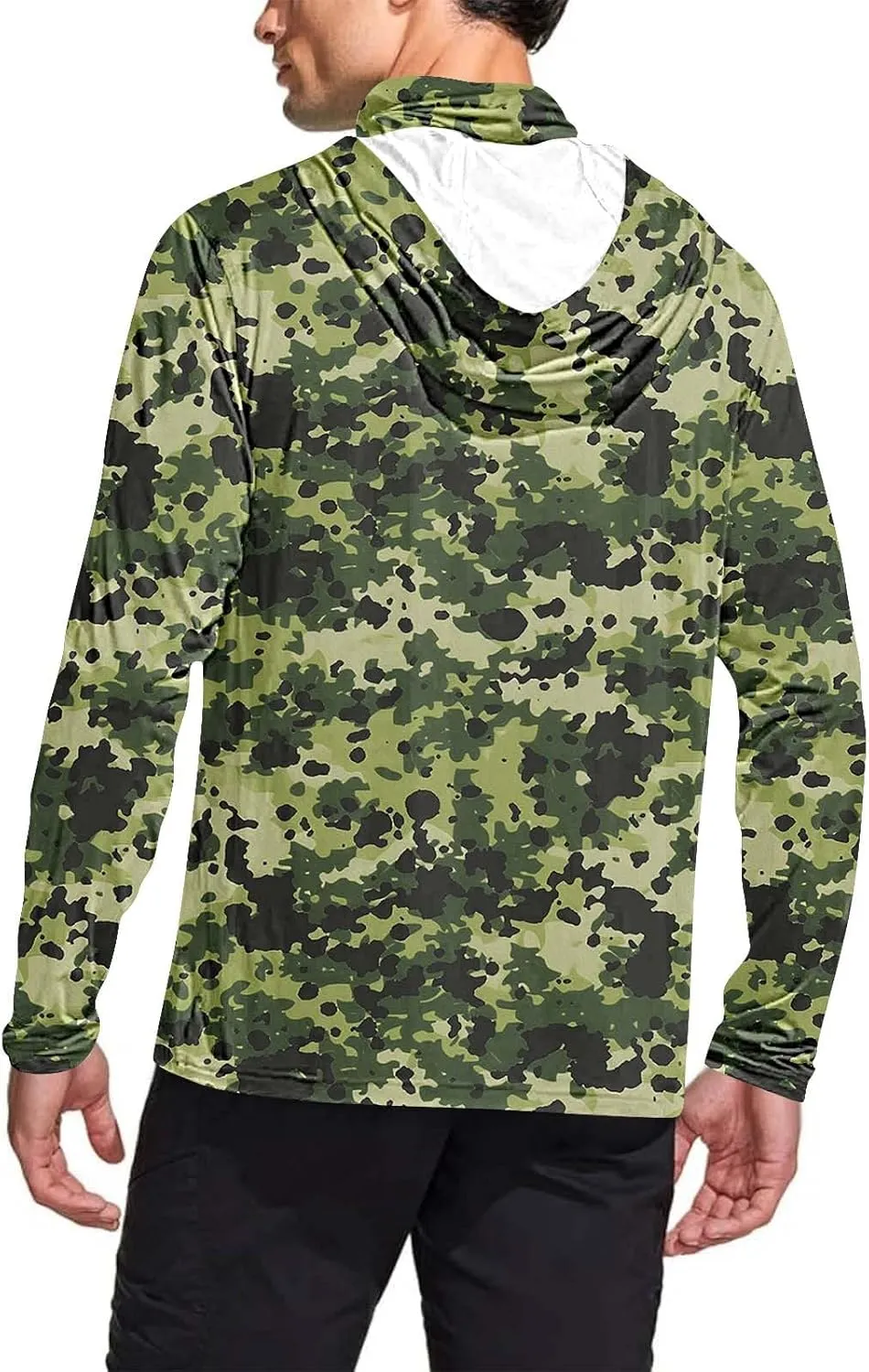 UPF 50  Fishing Shirts for Men Long Sleeve UV Sun Protection Hoodie Camo Tops Outdoor Hiking Running Swim Rash Guard
