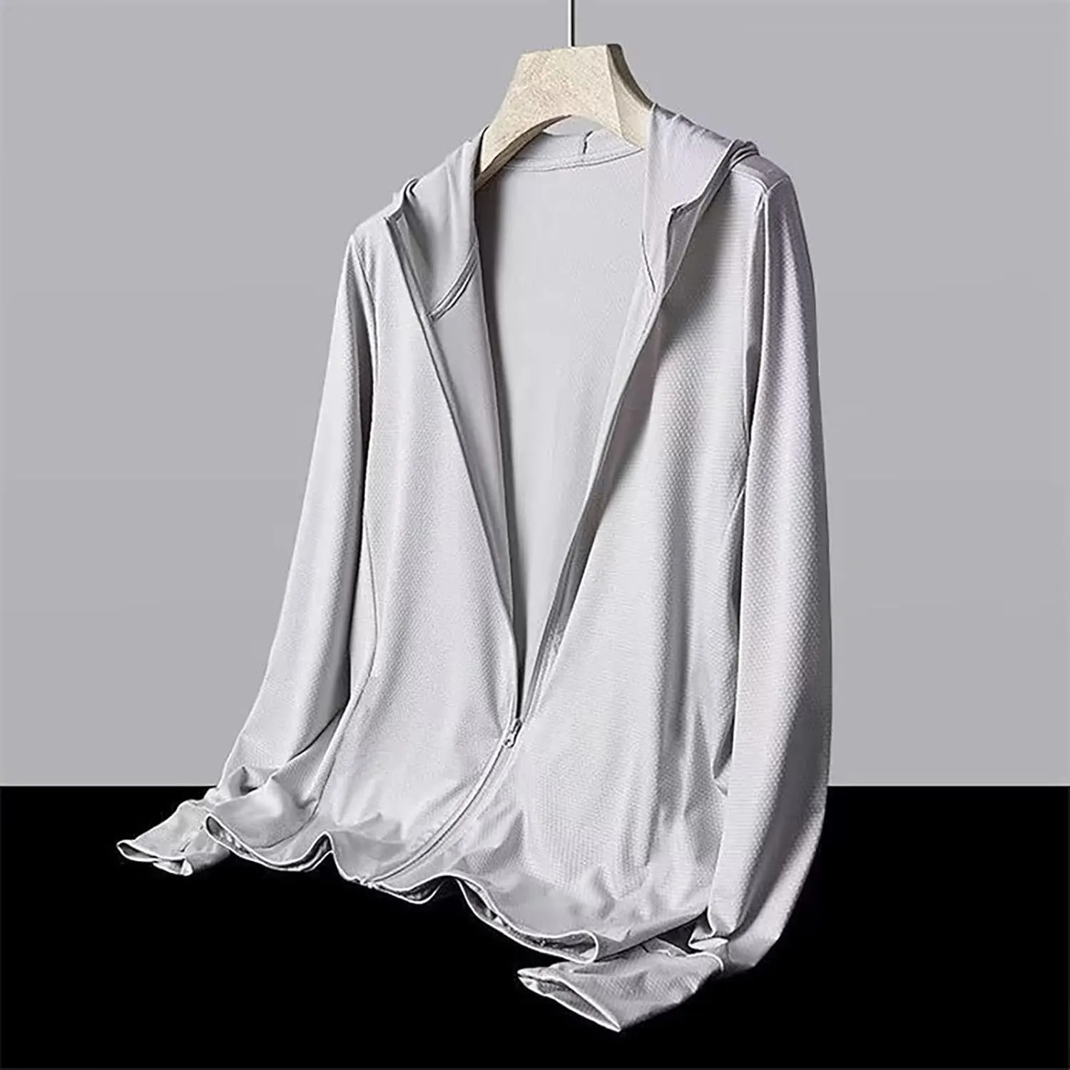 UPF 50  Light Jacket For Men Full Zip Sun Protection Hoodie UV Fishing Athletic Summer Shirt Long Sleeve Sun Shirts