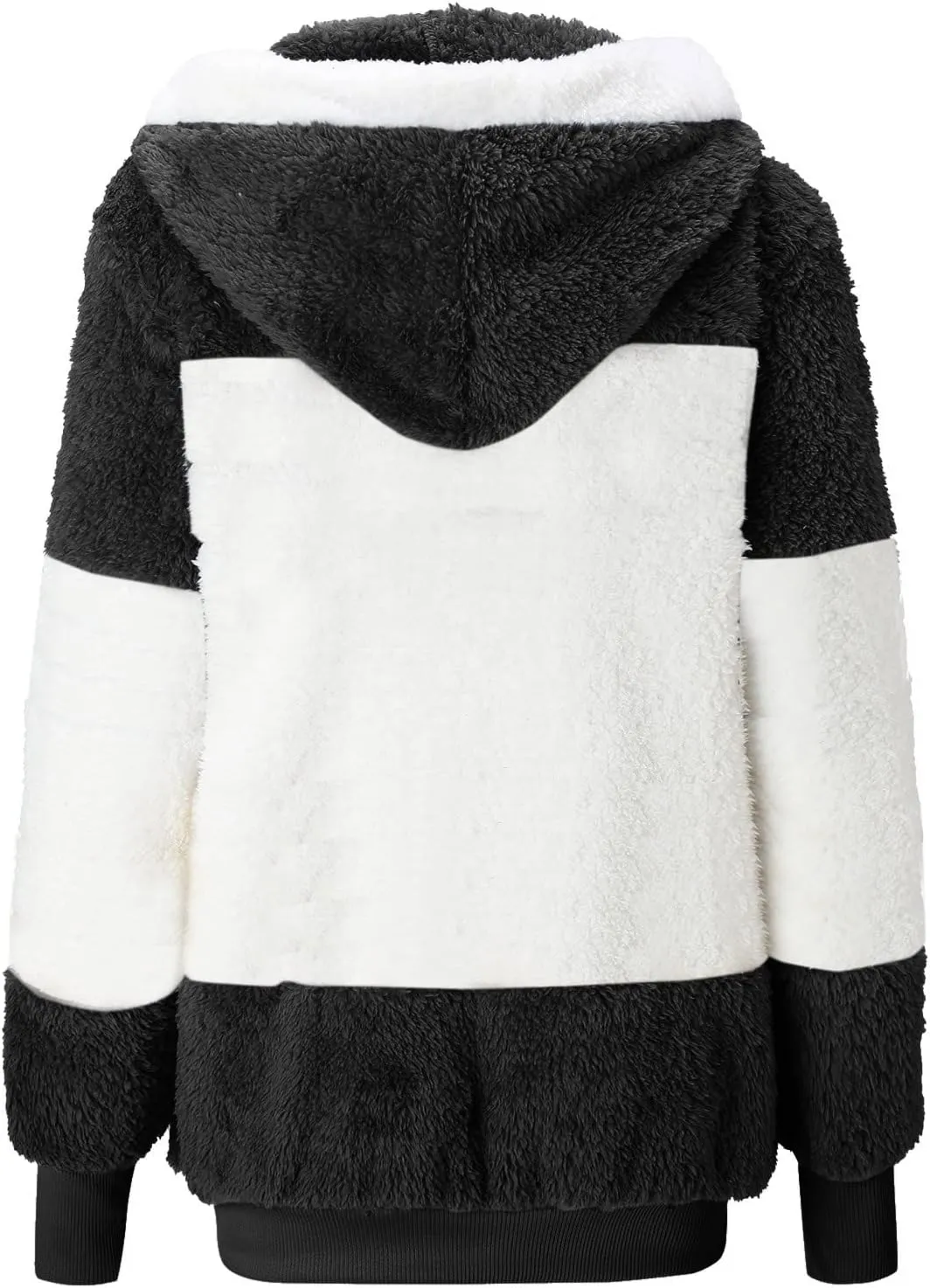 Winter Coats For Women,Women Fleece Hooded Jacket Warm Fuzzy Fluffy Sherpa Jacket Two Pockets Coat Outwear
