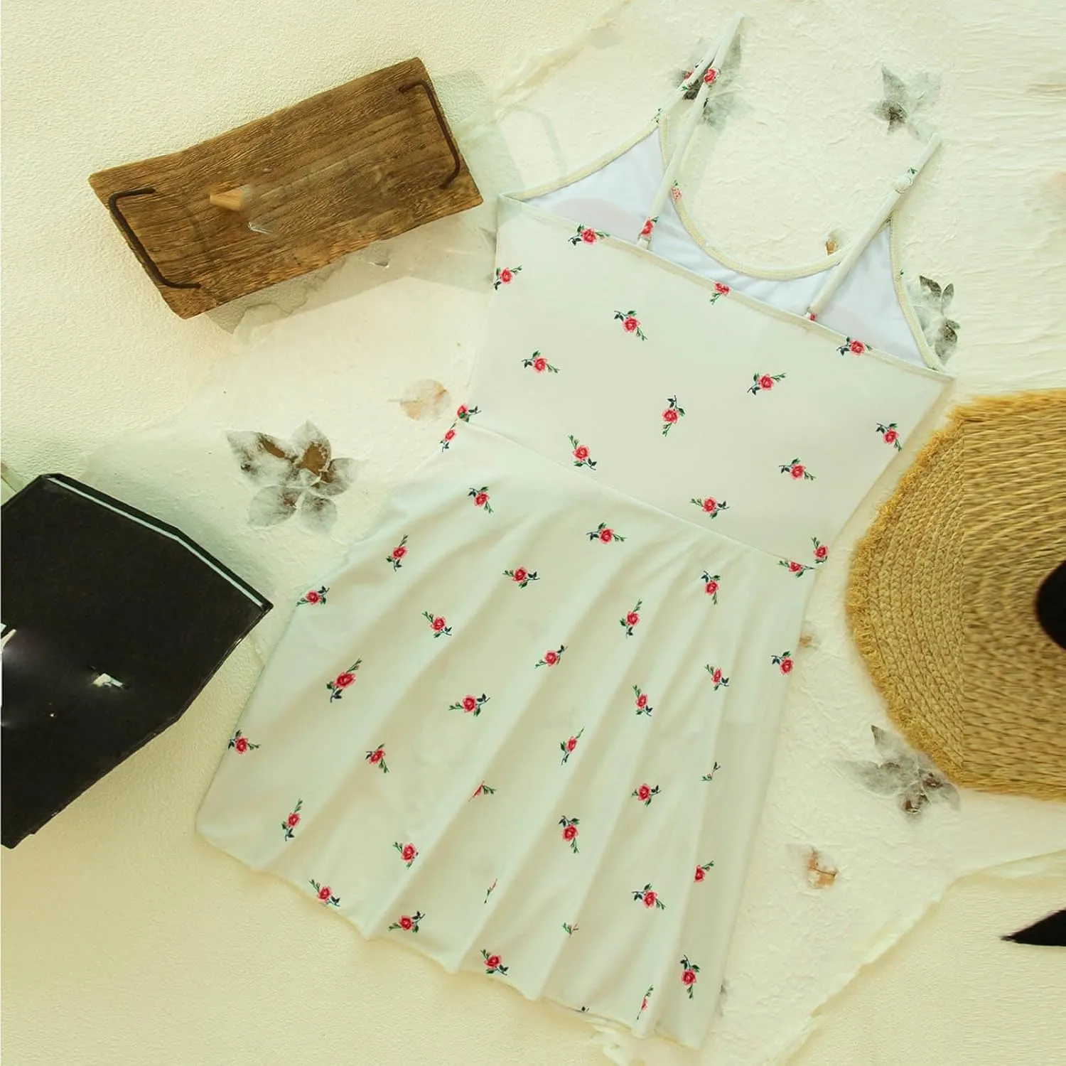 Women Sexy One Piece Swim Dress Summer Floral Printed Strap Tie Backless Bathing Suits Fashion Beach Party Swimsuits