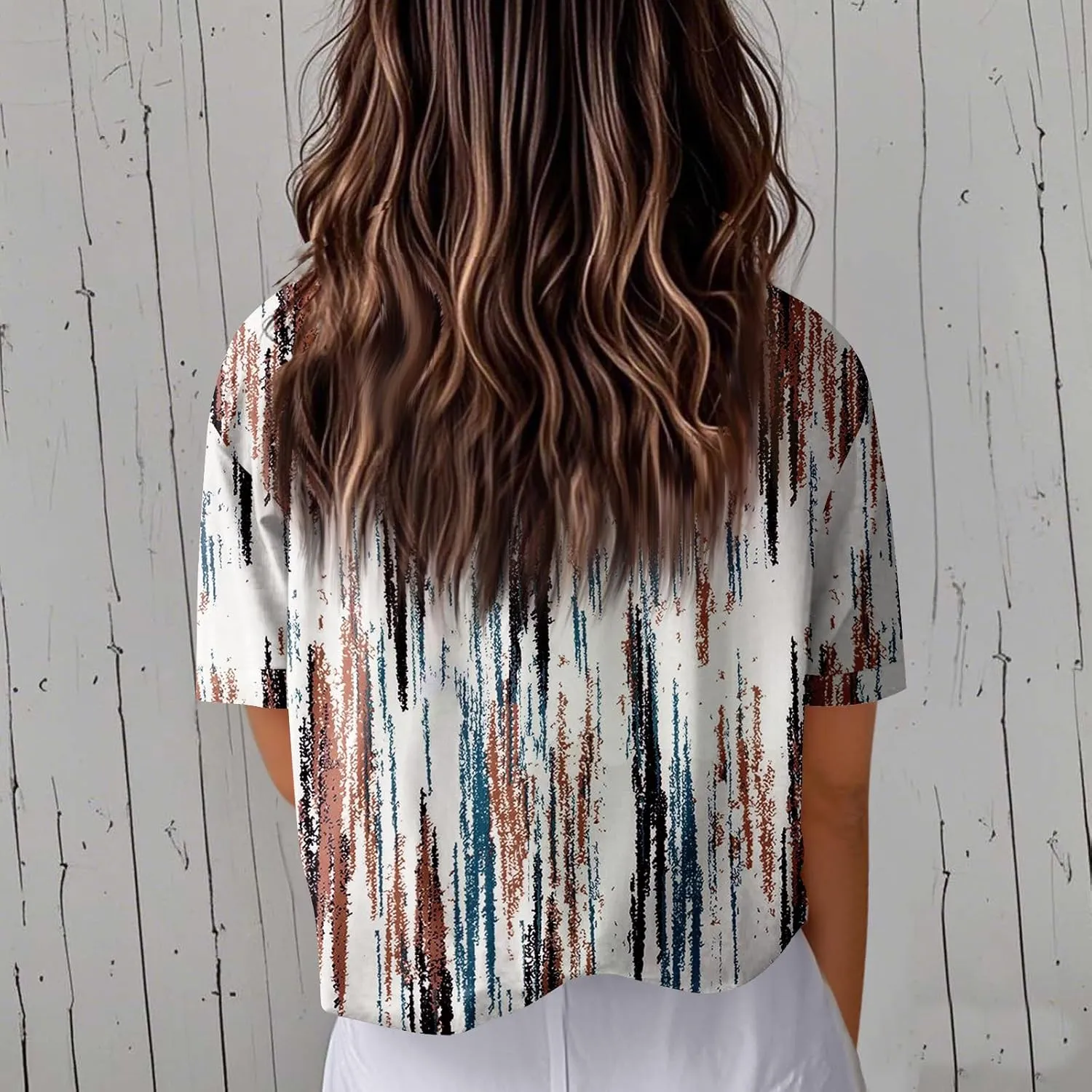 Women Short Sleeve Shirts Button-Down Trendy 2025 Summer Linen Cute Tops Going Out Floral Print Dressy Casual Blouses