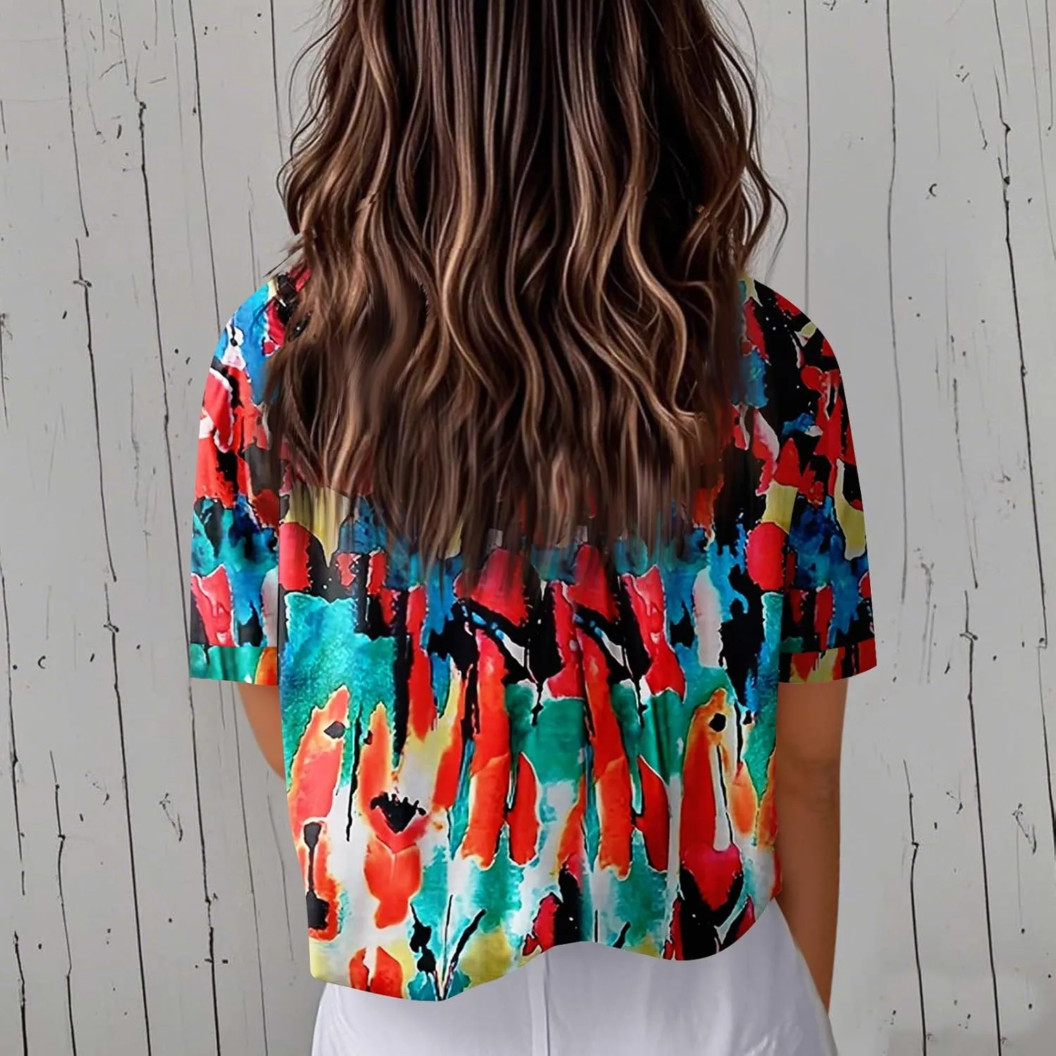 Women Short Sleeve Shirts Button-Down Trendy 2025 Summer Linen Cute Tops Going Out Floral Print Dressy Casual Blouses
