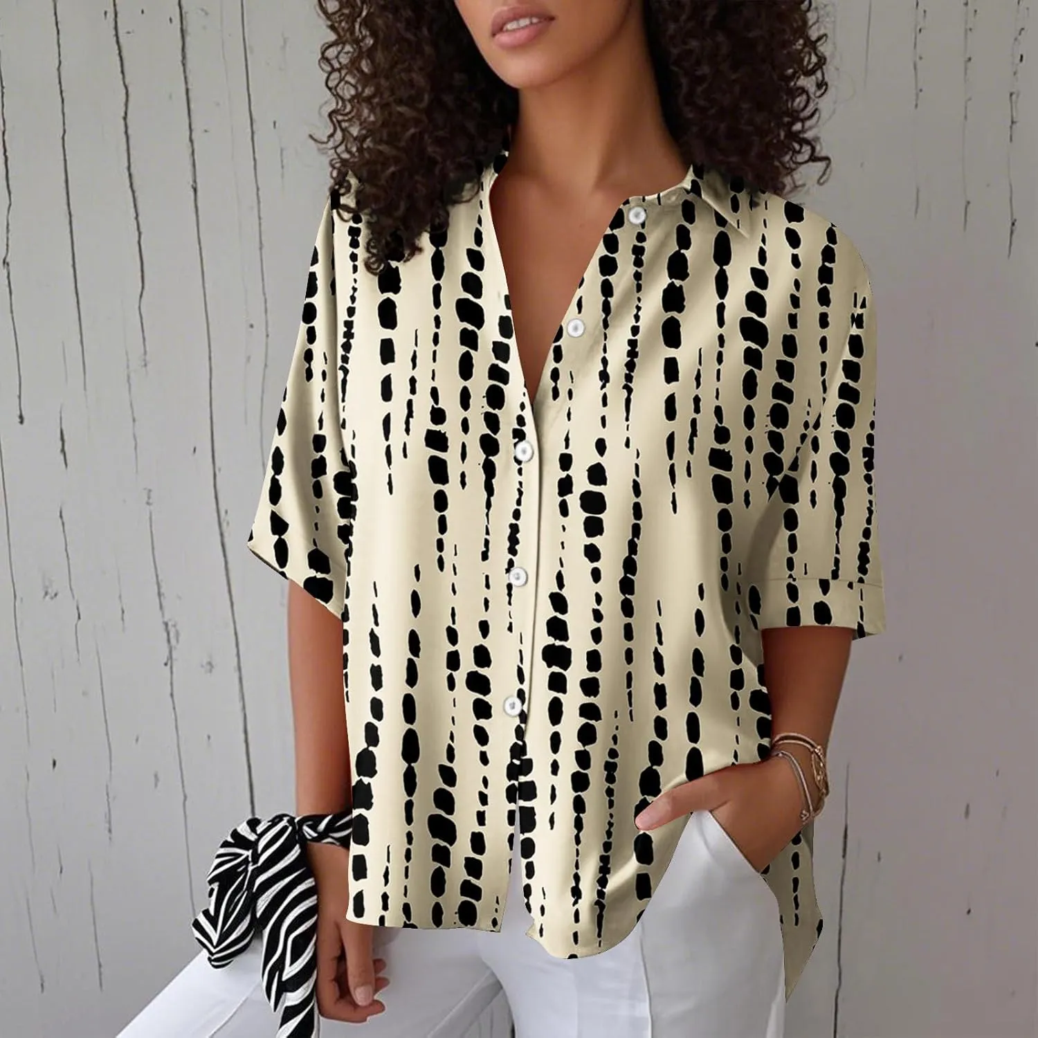Women Short Sleeve Shirts Button-Down Trendy 2025 Summer Linen Cute Tops Going Out Floral Print Dressy Casual Blouses