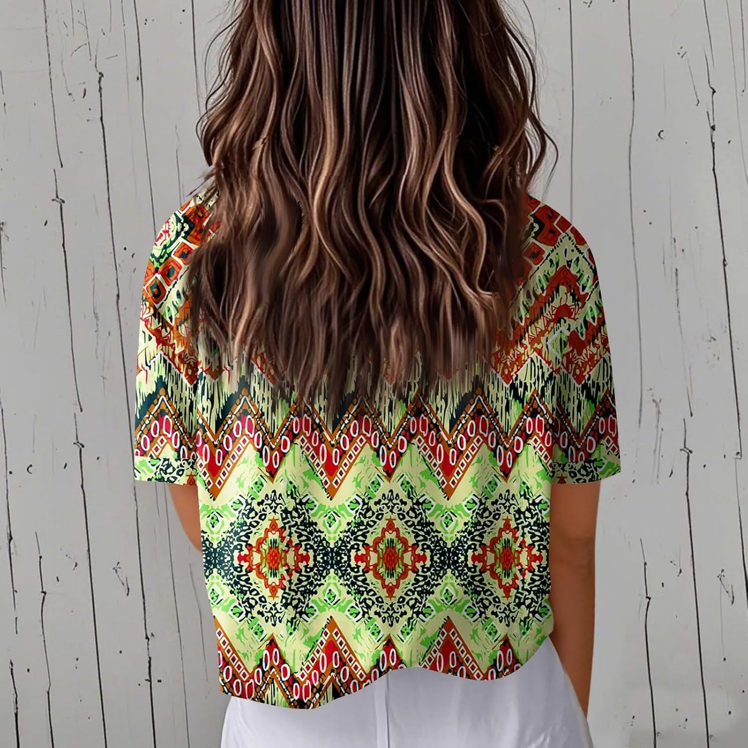Women Short Sleeve Shirts Button-Down Trendy 2025 Summer Linen Cute Tops Going Out Floral Print Dressy Casual Blouses