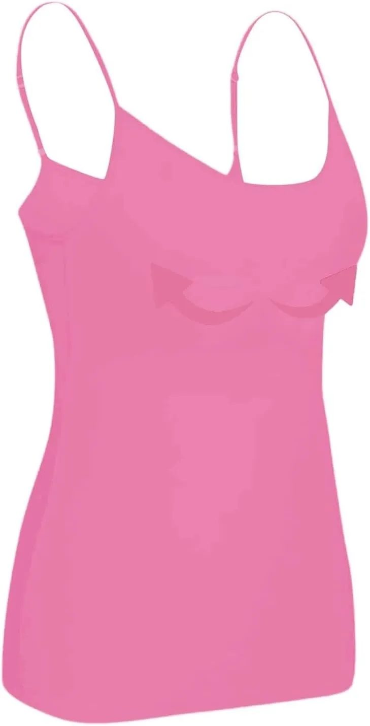 Women Tank Tops with Built in Bras Spaghetti Strap Camisole Layer Undershirt 2025 New Casual Workout Yoga Vest