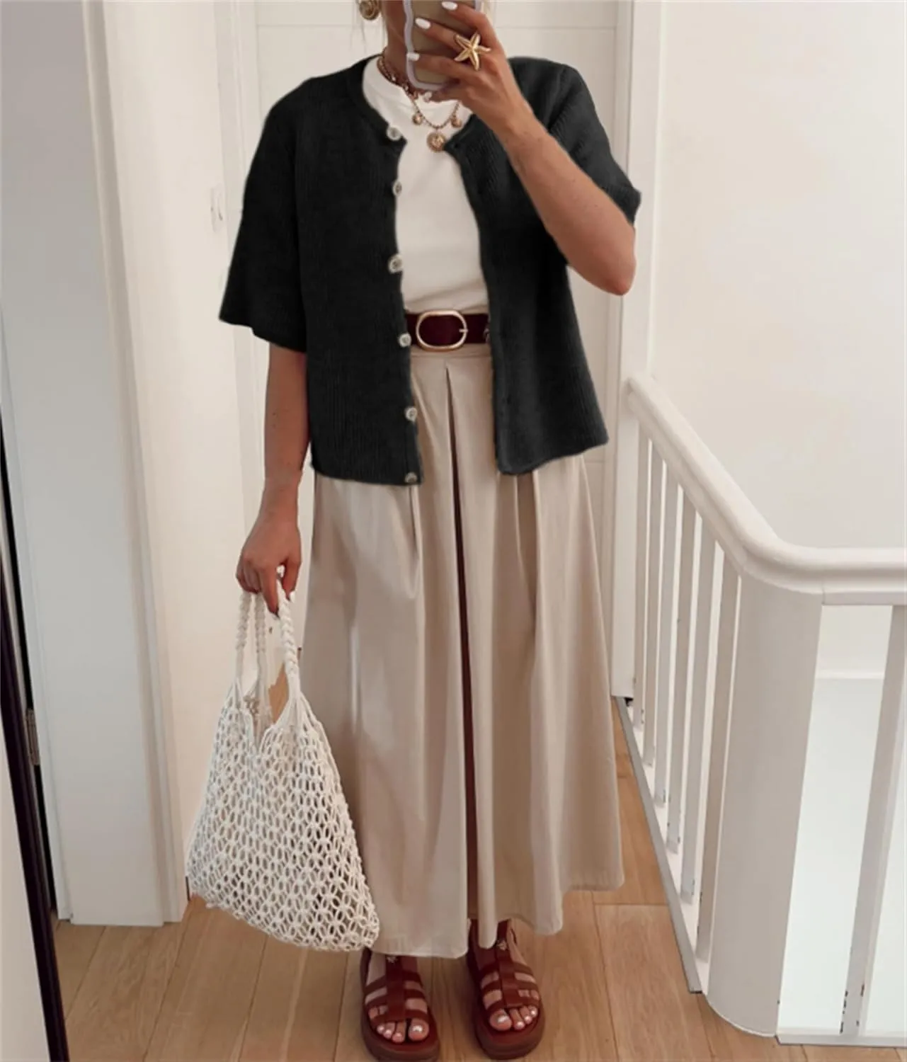 Women Y2k Crop Knit Cardigan T-Shirt Short Sleeve Button Down Casual Knitted Tees Y2k Girls Crop top Streewear