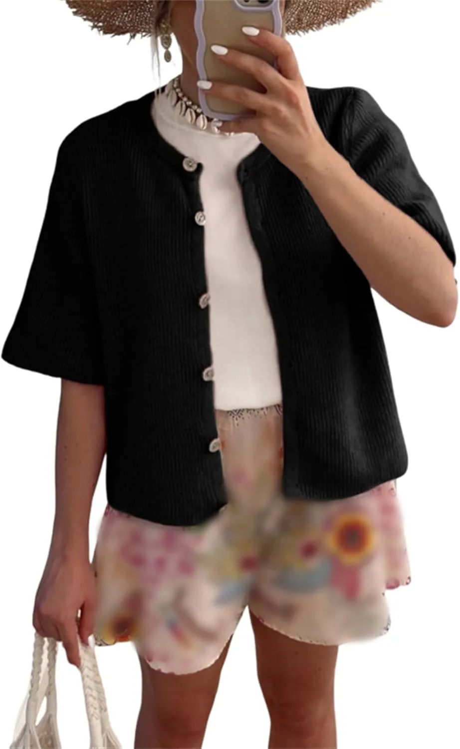 Women Y2k Crop Knit Cardigan T-Shirt Short Sleeve Button Down Casual Knitted Tees Y2k Girls Crop top Streewear